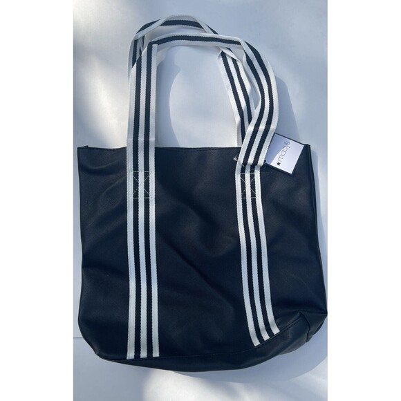 Tote Bag from Macy's - Black Faux Leather New With Tag - Picture 2 of 8